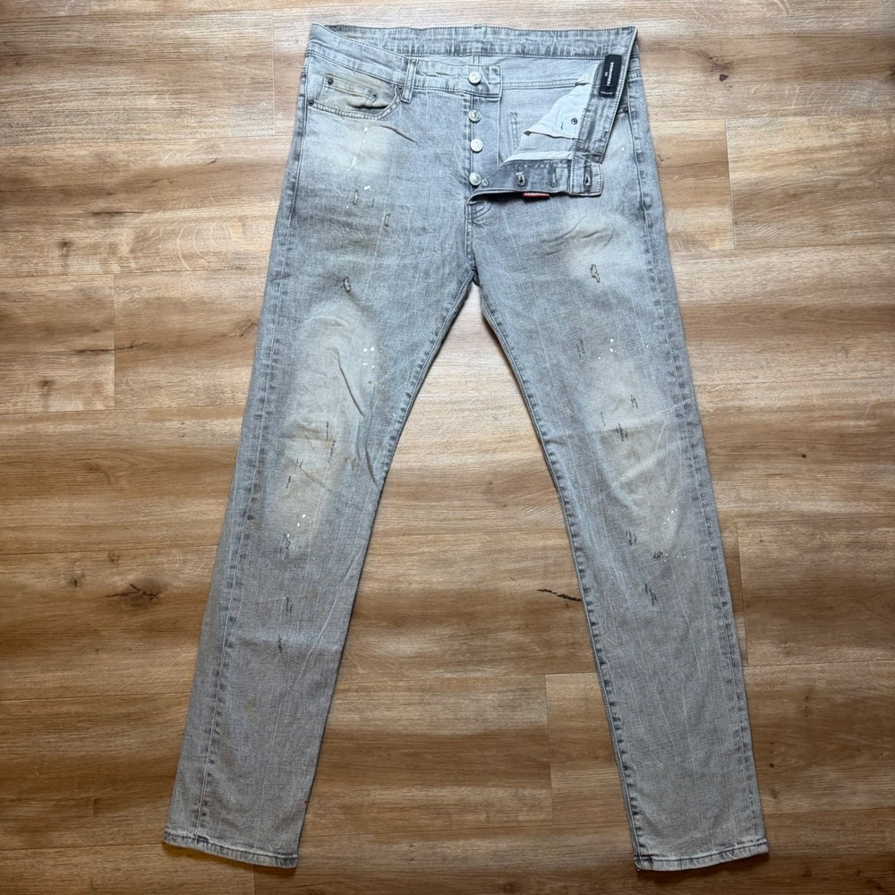 Dsquared2 Cool Guy Jeans Mens 52 Gray Punk Revolution Distressed Paint Splatter